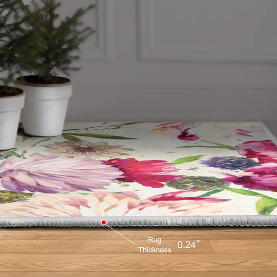Empire Art Direct 5ft. x 7.5ft. Amoroso B Washable Flowers Area Rug
